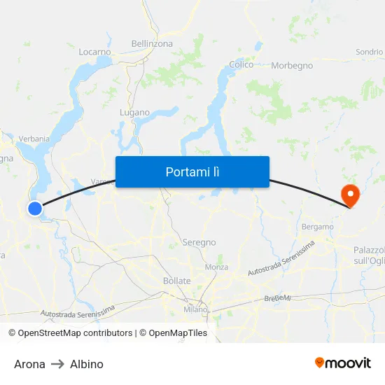 Arona to Albino map