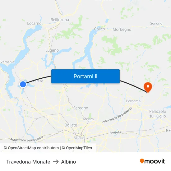 Travedona-Monate to Albino map