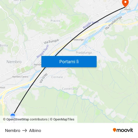 Nembro to Albino map