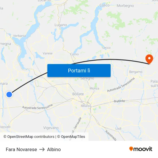 Fara Novarese to Albino map