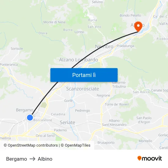 Bergamo to Albino map