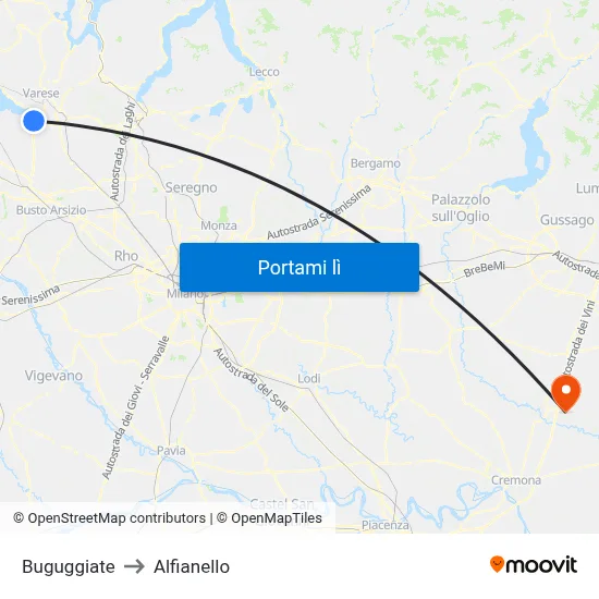 Buguggiate to Alfianello map