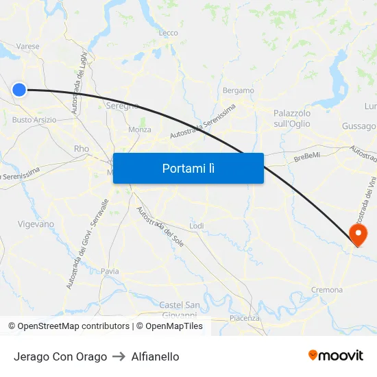 Jerago Con Orago to Alfianello map