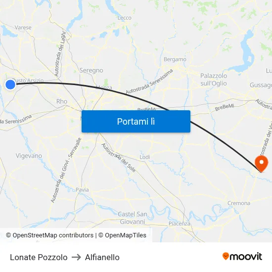 Lonate Pozzolo to Alfianello map