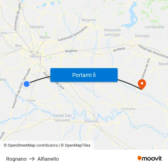 Rognano to Alfianello map