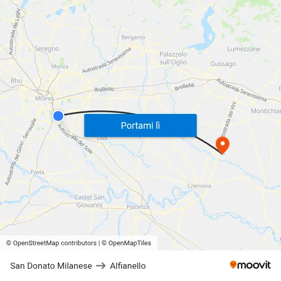 San Donato Milanese to Alfianello map