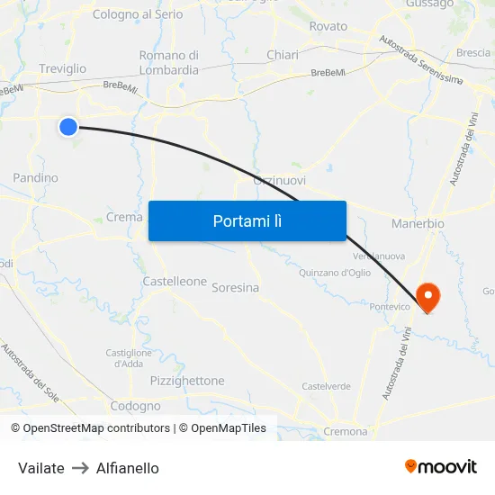 Vailate to Alfianello map