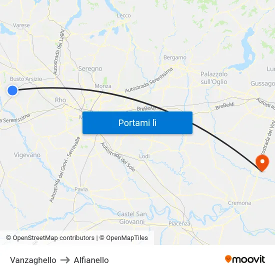Vanzaghello to Alfianello map
