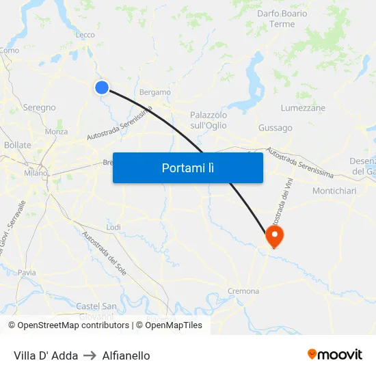 Villa D' Adda to Alfianello map