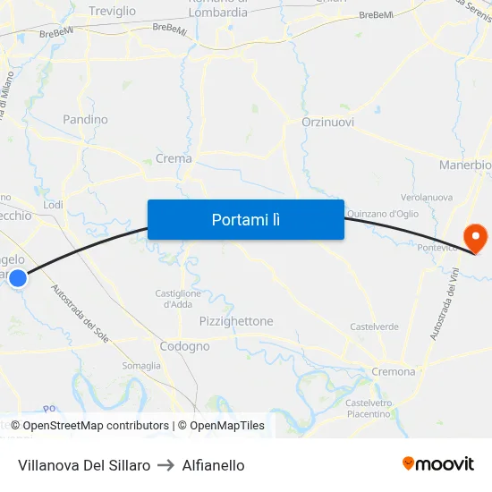 Villanova Del Sillaro to Alfianello map