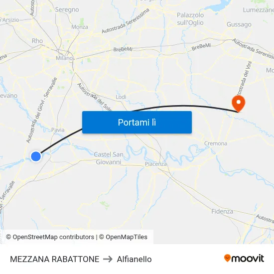 MEZZANA RABATTONE to Alfianello map