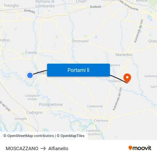 MOSCAZZANO to Alfianello map