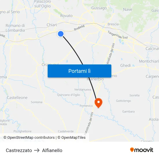 Castrezzato to Alfianello map