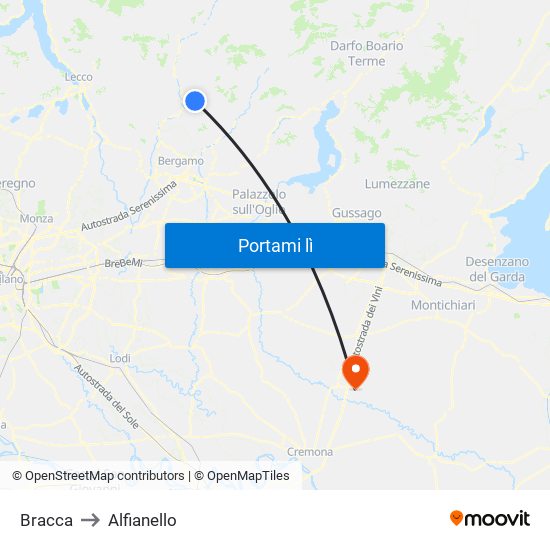 Bracca to Alfianello map