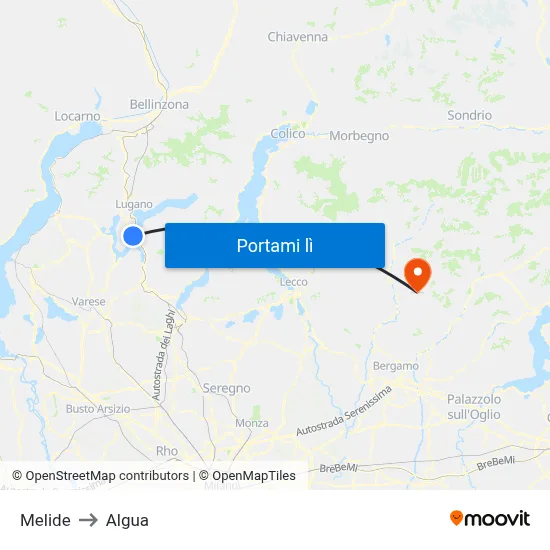 Melide to Algua map