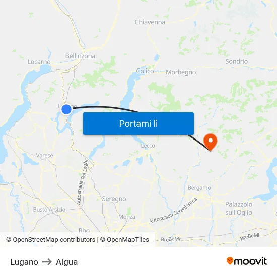 Lugano to Algua map