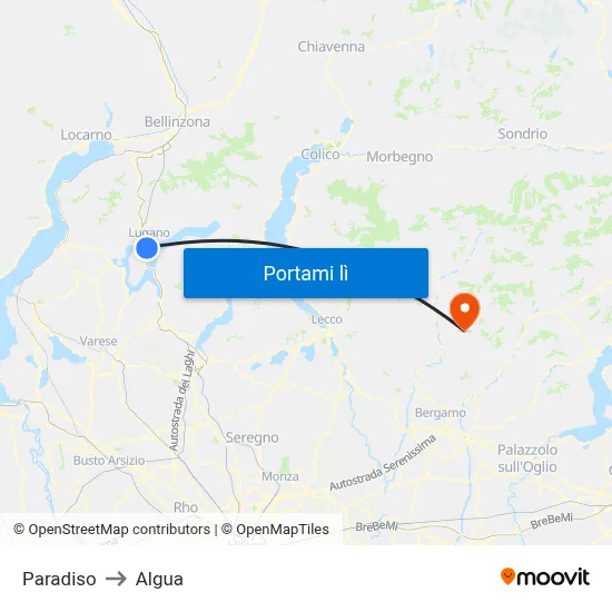 Paradiso to Algua map