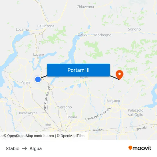 Stabio to Algua map