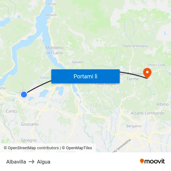 Albavilla to Algua map