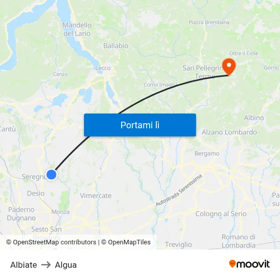 Albiate to Algua map