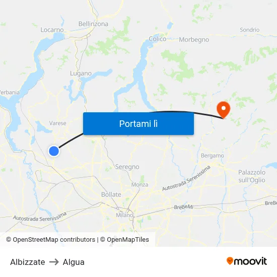 Albizzate to Algua map