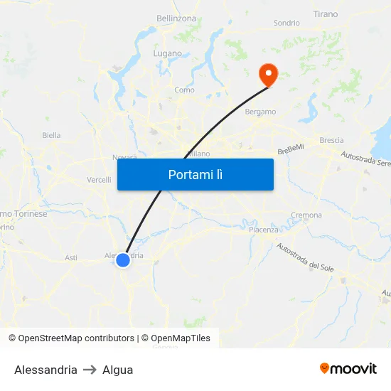 Alessandria to Algua map
