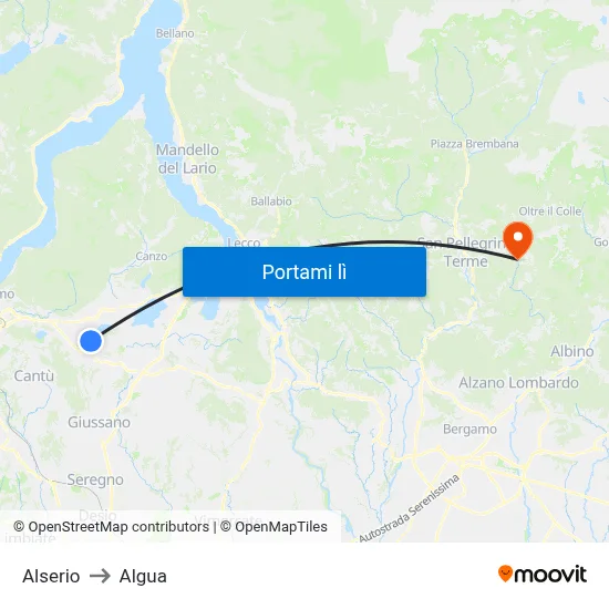 Alserio to Algua map