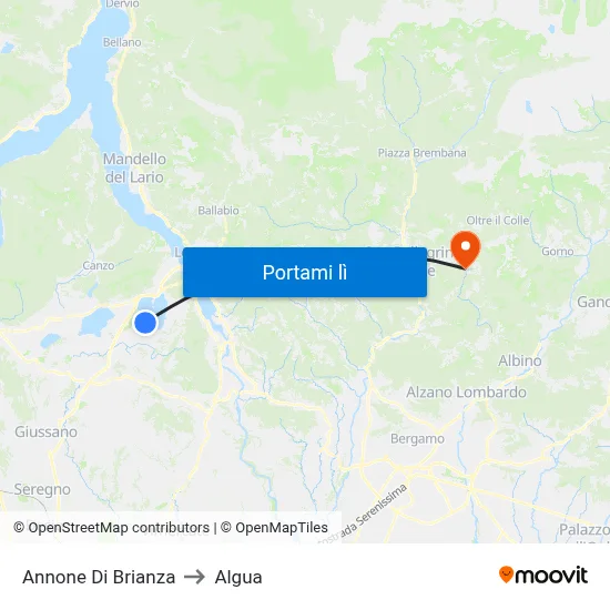 Annone Di Brianza to Algua map