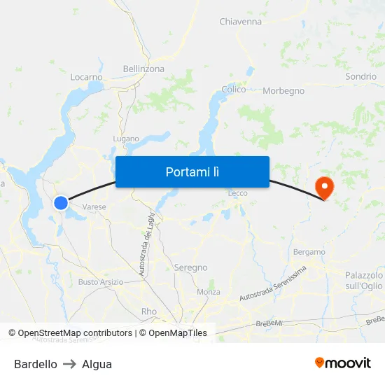 Bardello to Algua map