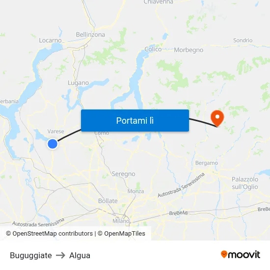 Buguggiate to Algua map