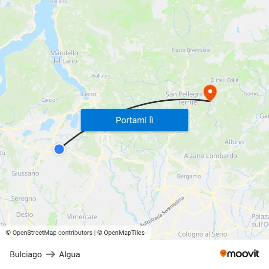 Bulciago to Algua map