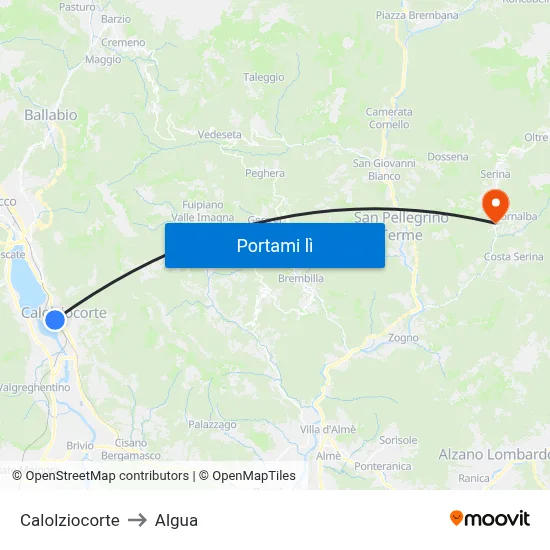 Calolziocorte to Algua map