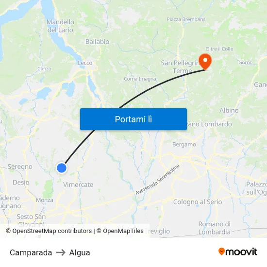 Camparada to Algua map