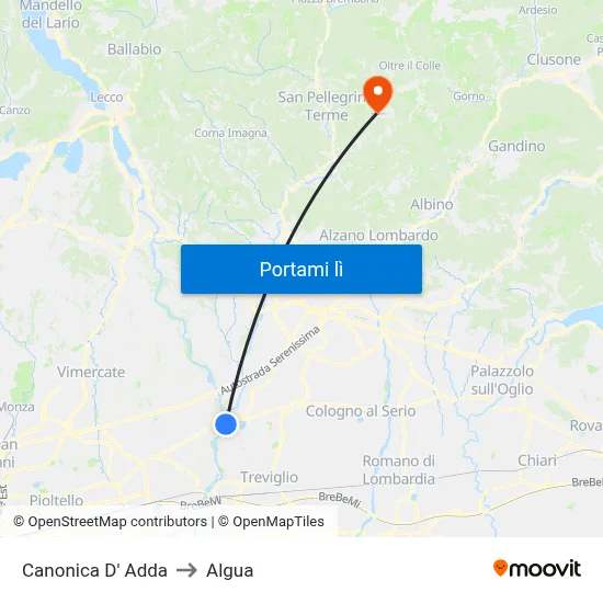 Canonica D' Adda to Algua map