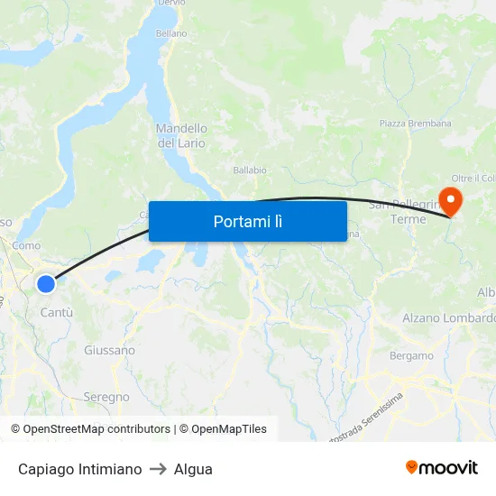 Capiago Intimiano to Algua map