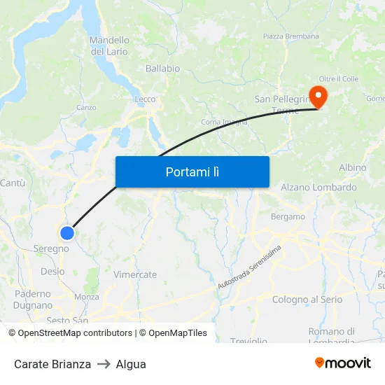 Carate Brianza to Algua map