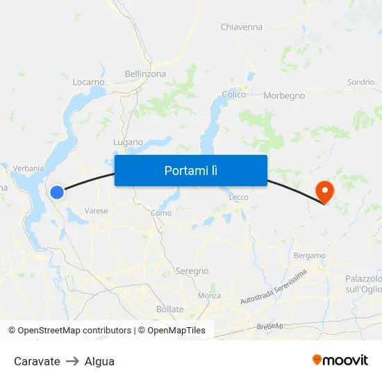 Caravate to Algua map