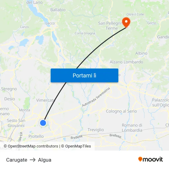 Carugate to Algua map