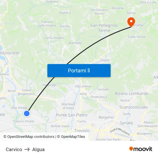 Carvico to Algua map