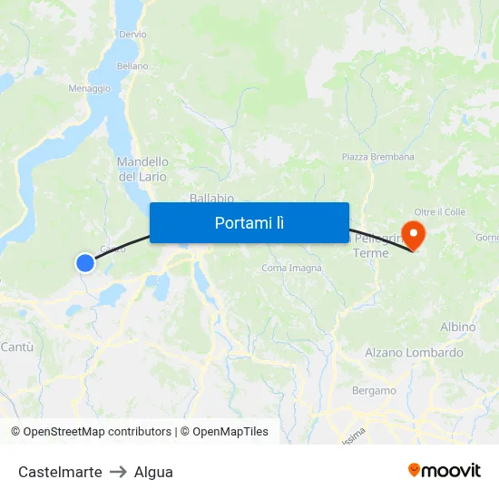 Castelmarte to Algua map
