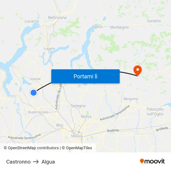 Castronno to Algua map