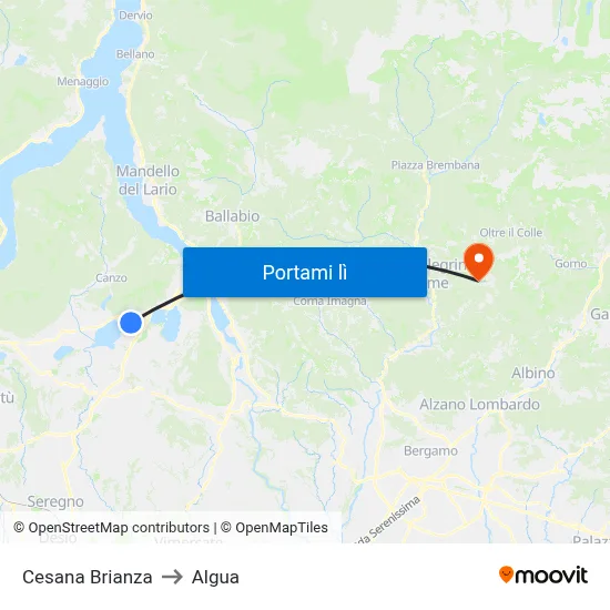 Cesana Brianza to Algua map