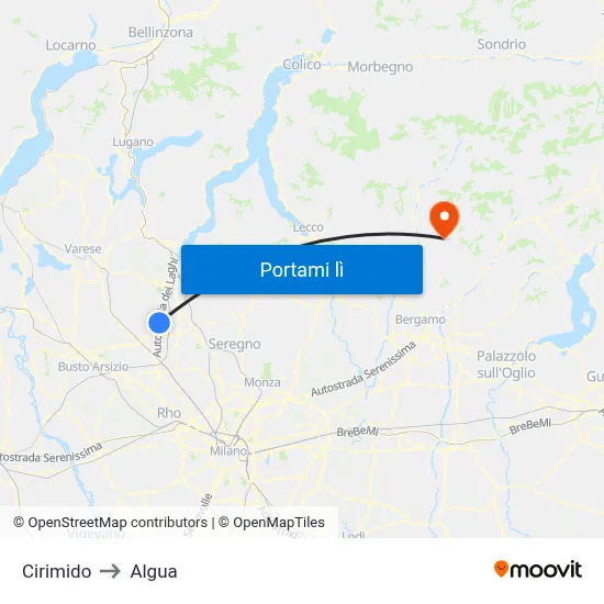 Cirimido to Algua map