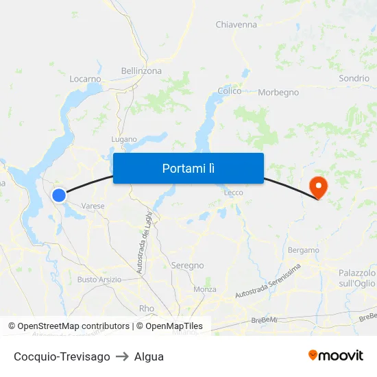 Cocquio-Trevisago to Algua map