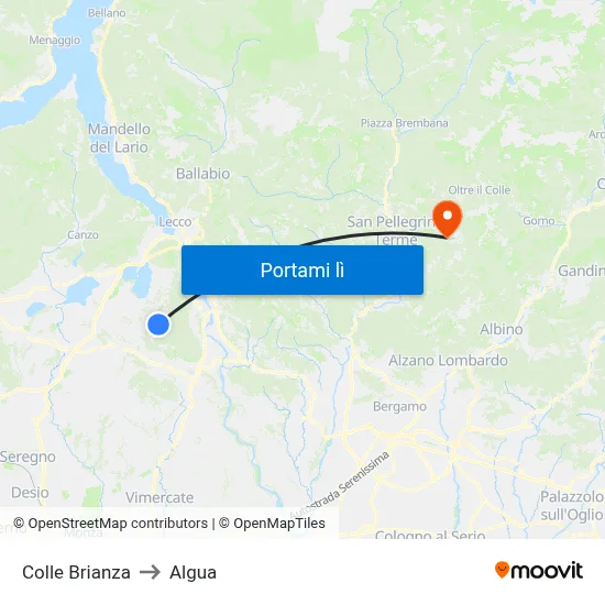Colle Brianza to Algua map
