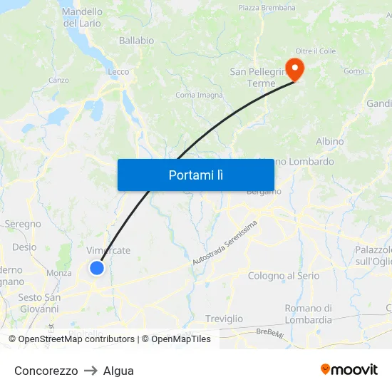 Concorezzo to Algua map