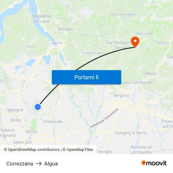 Correzzana to Algua map