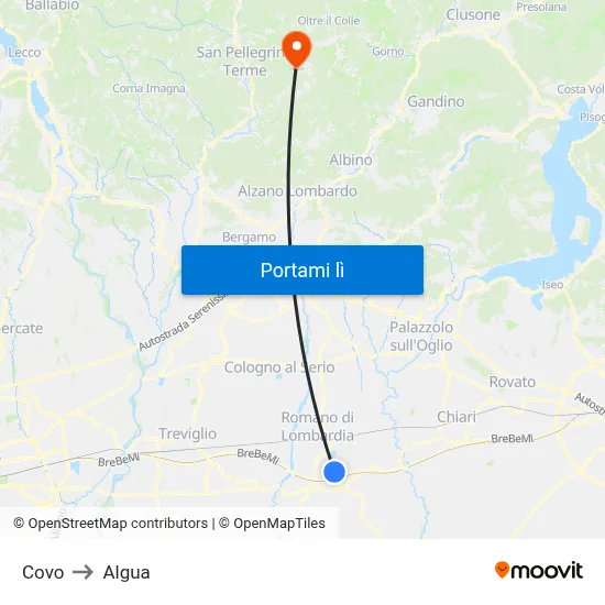 Covo to Algua map