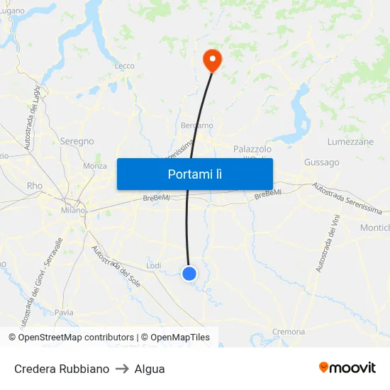 Credera Rubbiano to Algua map