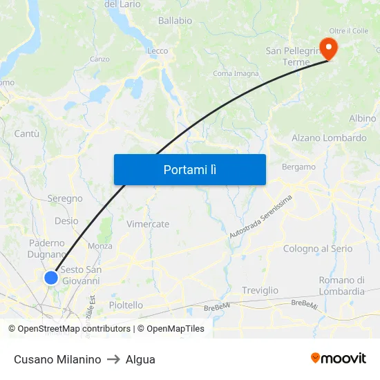 Cusano Milanino to Algua map